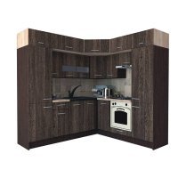Bucatarie de Colt BIG GENA NEW DR. 210-230, Wenge / Decor 7648